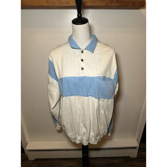 Vintage Gotcha Long Sleeve Pocket Polo Pullover White Men's Size Large Surf - Picture 2 of 11